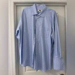 Joseph Abboud Sky Blue Men's Windowpane Pattern Dress Shirt for Cufflinks